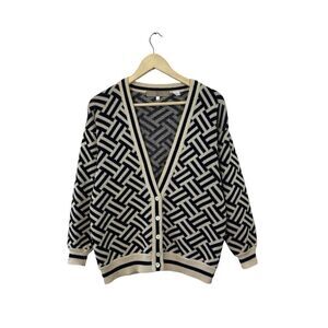 Vintage Perry Ellis Portfolio Small Cardigan Sweater Cotton V-Neck Womens
